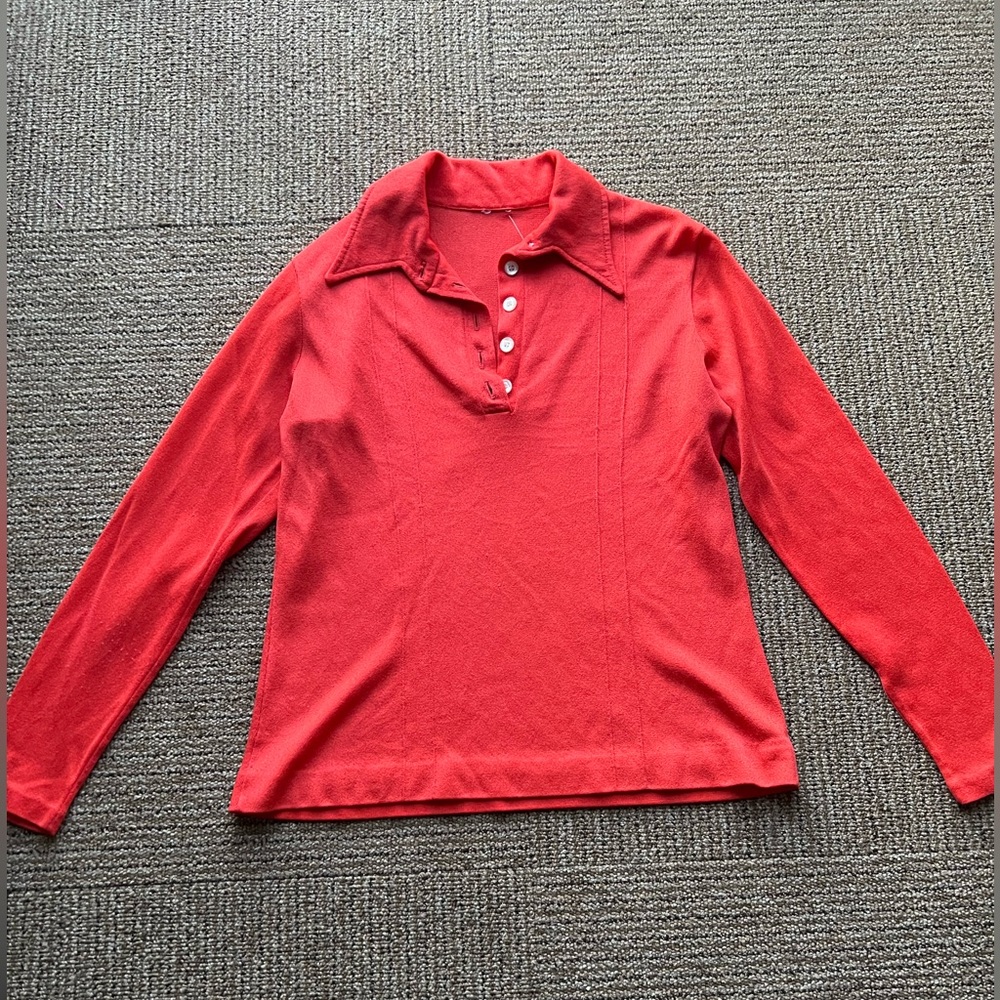 Vintage 70s button up orange top